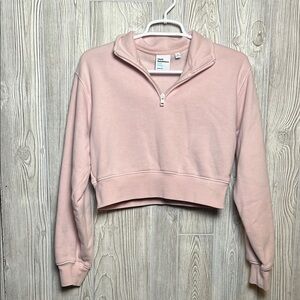 TnA COZY Perfect Fleece Cropped Sweater Womens XS Long Sleeve Light Pink